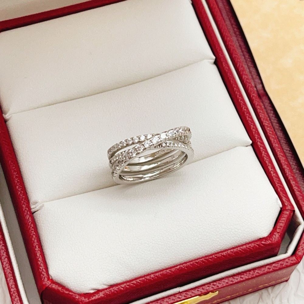 Cartier Silver Pavé Twist Stackable Ring - Silver